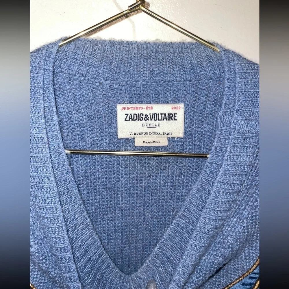 New! Zadig & Voltaire Kanson Phoenix Cashmere Blue Sweater 💙 Small ✨ Rare - Picture 10 of 13